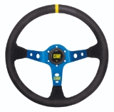 OMP Corsica Scamosciato Steering Wheel (Blue Spokes, Black Stitching)