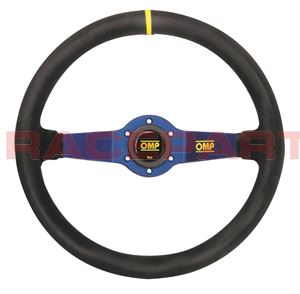 OMP Rally Scamosciato Steering Wheel (Blue Spokes)
