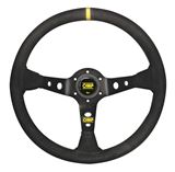 OMP Corsica Scamosciato Steering Wheel (Black Spokes, Yellow Stitching)